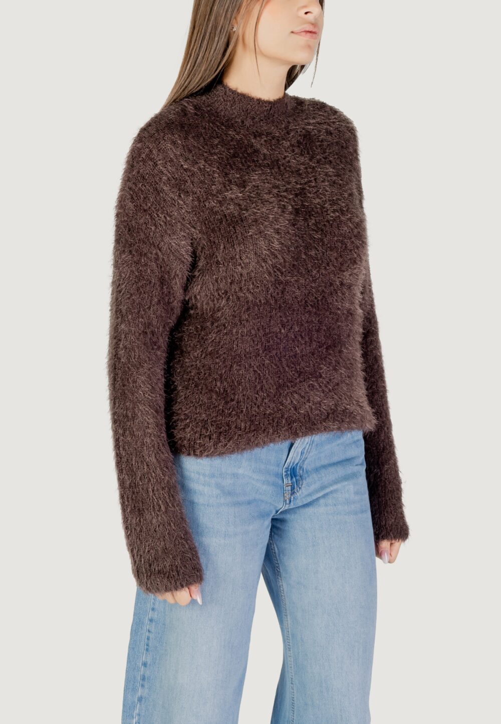 Maglione Only ONLLULU LS RIB HIGHNECK CC KNT Marrone - Foto 3