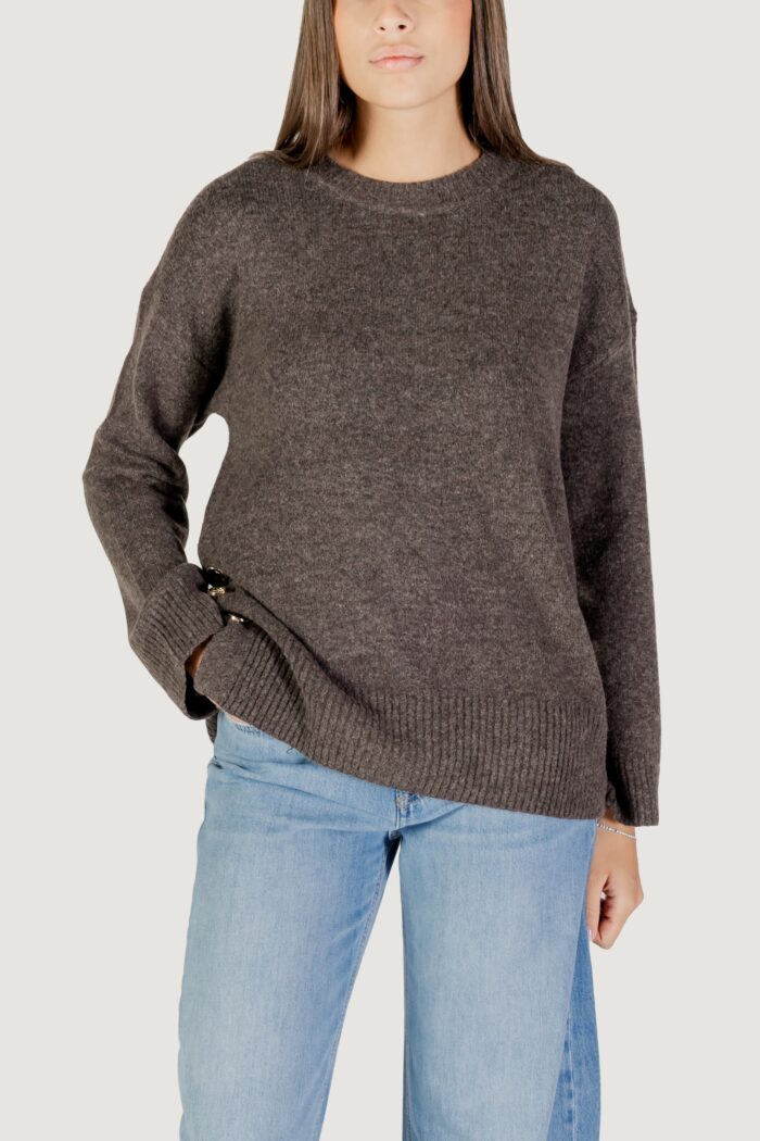 Maglione Only ONLRENE LIFE LS BUTTON O-NECK CC KNT Marrone