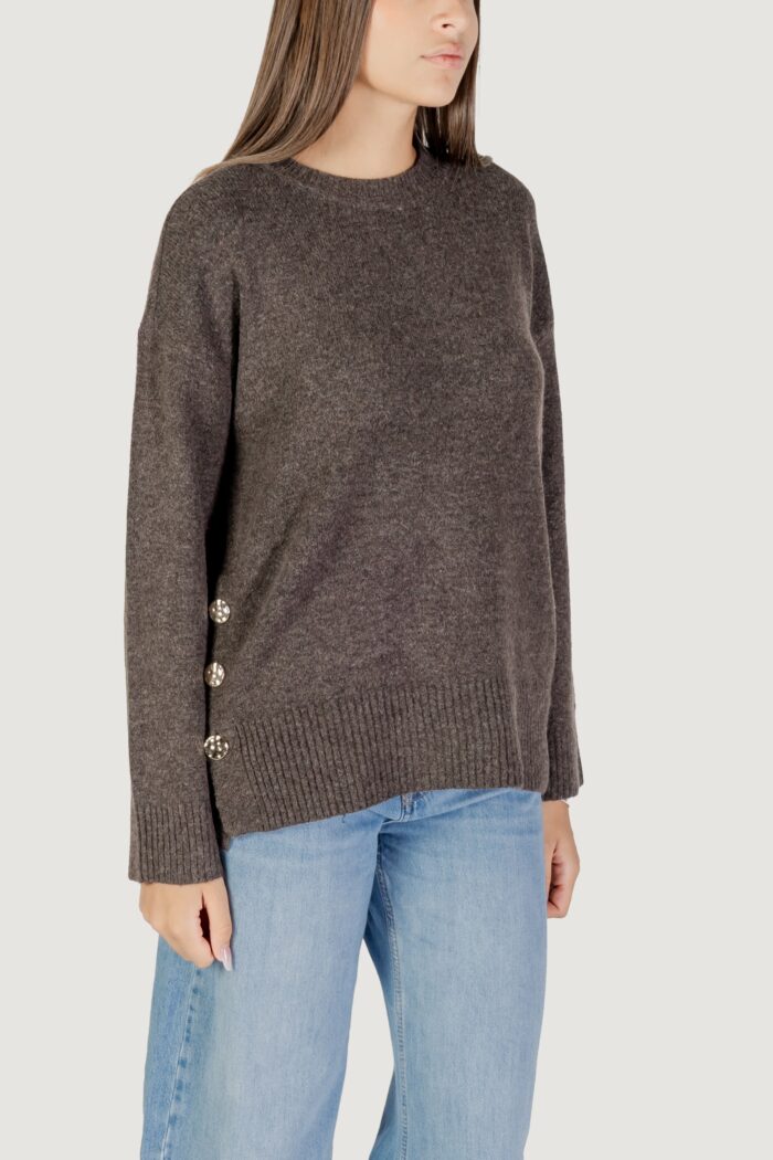 Maglione Only ONLRENE LIFE LS BUTTON O-NECK CC KNT Marrone