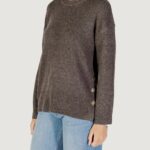 Maglione Only ONLRENE LIFE LS BUTTON O-NECK CC KNT Marrone - Foto 3