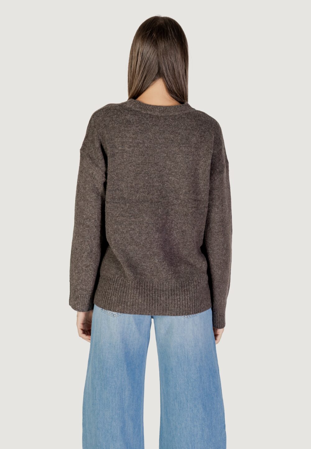 Maglione Only ONLRENE LIFE LS BUTTON O-NECK CC KNT Marrone - Foto 4