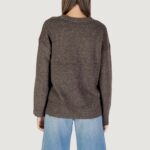 Maglione Only ONLRENE LIFE LS BUTTON O-NECK CC KNT Marrone - Foto 4
