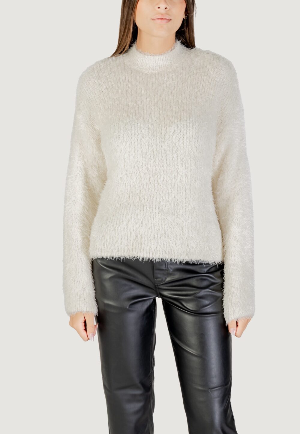 Maglione Only ONLLULU LS RIB HIGHNECK CC KNT Panna - Foto 1