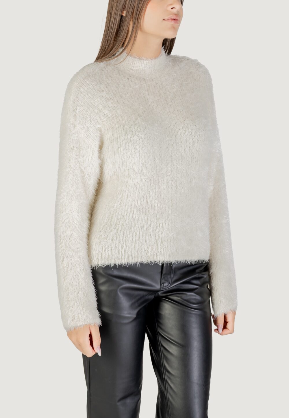 Maglione Only ONLLULU LS RIB HIGHNECK CC KNT Panna - Foto 3