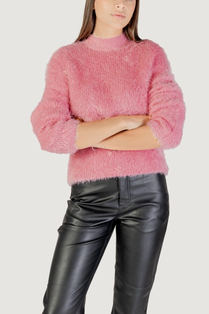 Maglione Only ONLLULU LS RIB HIGHNECK CC KNT Rosa
