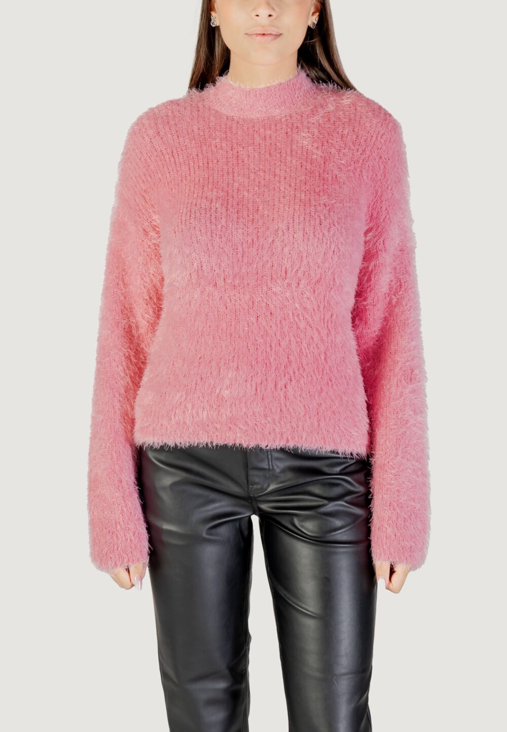 Maglione Only ONLLULU LS RIB HIGHNECK CC KNT Rosa - Foto 5
