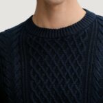 Maglione Tommy Hilfiger Jeans TJM SLM BADGE CABLE Blue scuro - Foto 3
