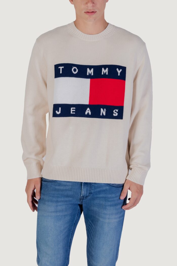 Maglione Tommy Hilfiger TJM REG MELANGE FLAG Panna – DM0DM22105