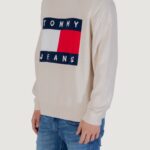 Maglione Tommy Hilfiger Jeans TJM REG MELANGE FLAG Panna - Foto 3