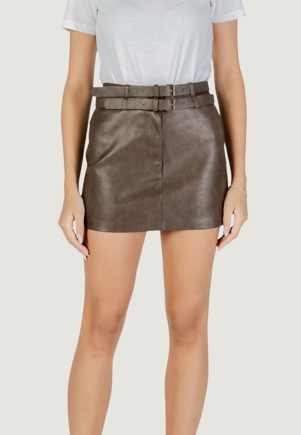 Minigonna Only ONLJASMIN FAUX LEATHER SKIRT CC OTW Marrone - Foto 1