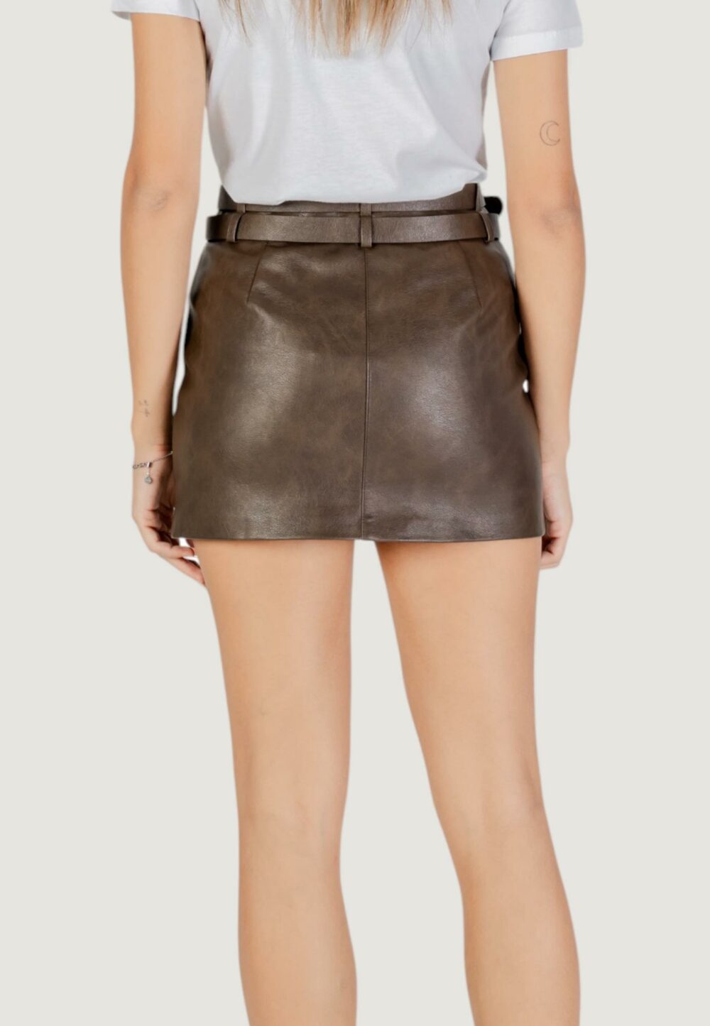Minigonna Only ONLJASMIN FAUX LEATHER SKIRT CC OTW Marrone - Foto 4