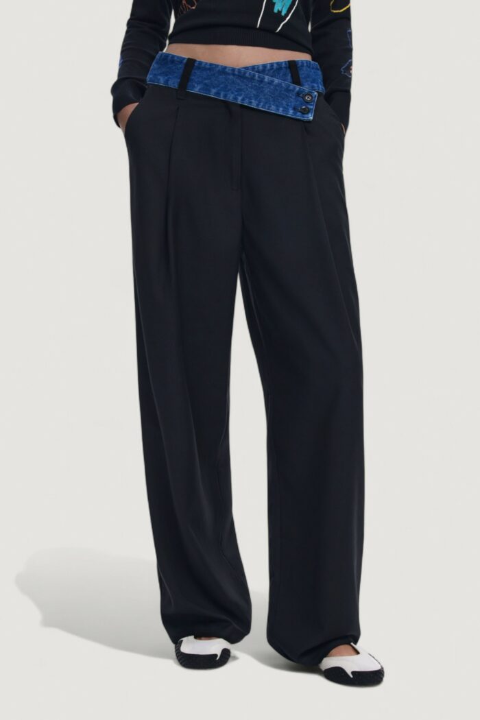 Pantaloni a palazzo Desigual PANT_DENIMWAIST Nero – 25WWPW03