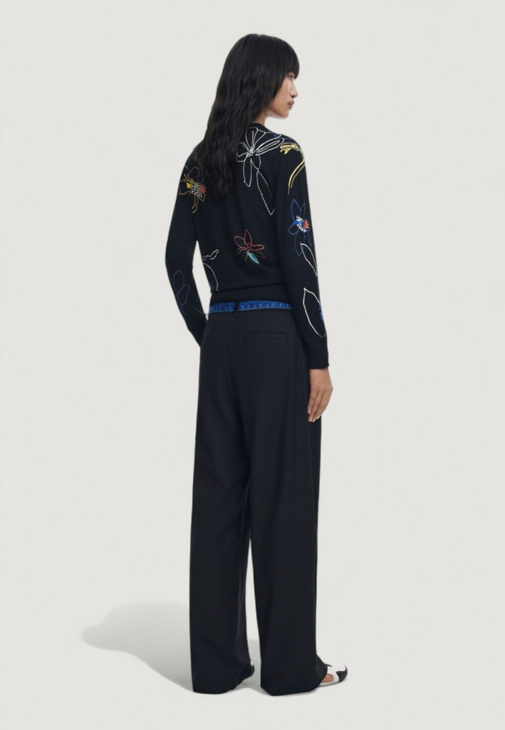 Pantaloni a palazzo Desigual PANT_DENIMWAIST Nero - Foto 3