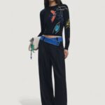 Pantaloni a palazzo Desigual PANT_DENIMWAIST Nero - Foto 5