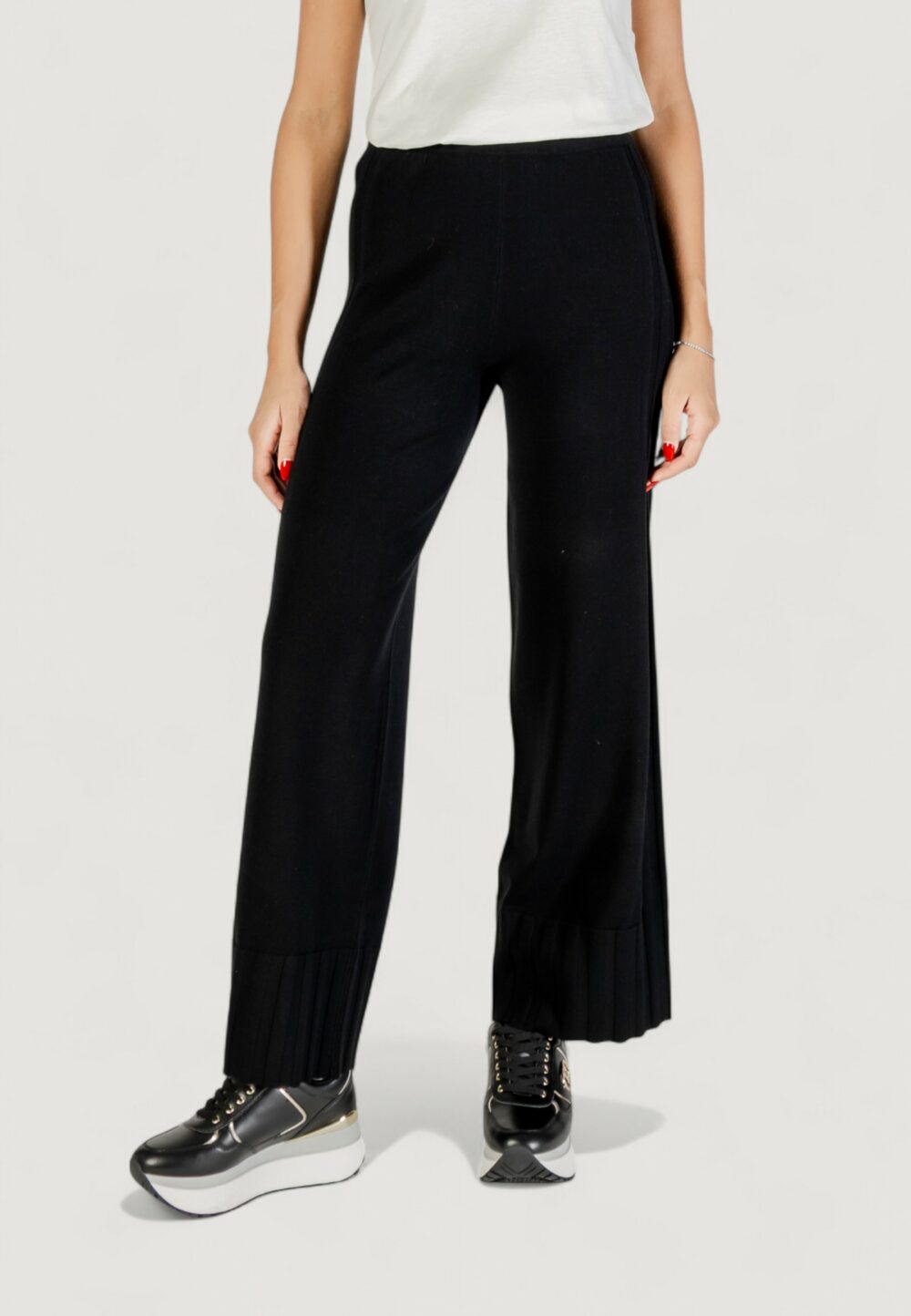 Pantaloni a palazzo Liu-Jo ECS PANT.MAGLIA LUNGO Nero - Foto 3