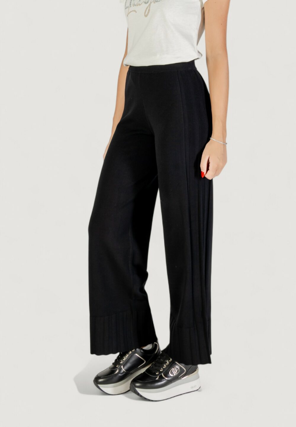 Pantaloni a palazzo Liu-Jo ECS PANT.MAGLIA LUNGO Nero - Foto 1