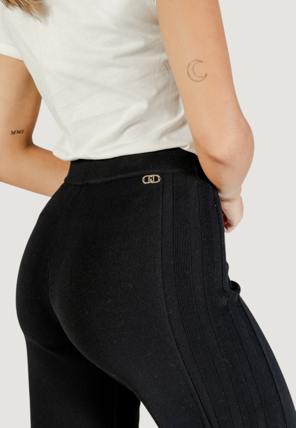 Pantaloni a palazzo Liu-Jo ECS PANT.MAGLIA LUNGO Nero - Foto 2