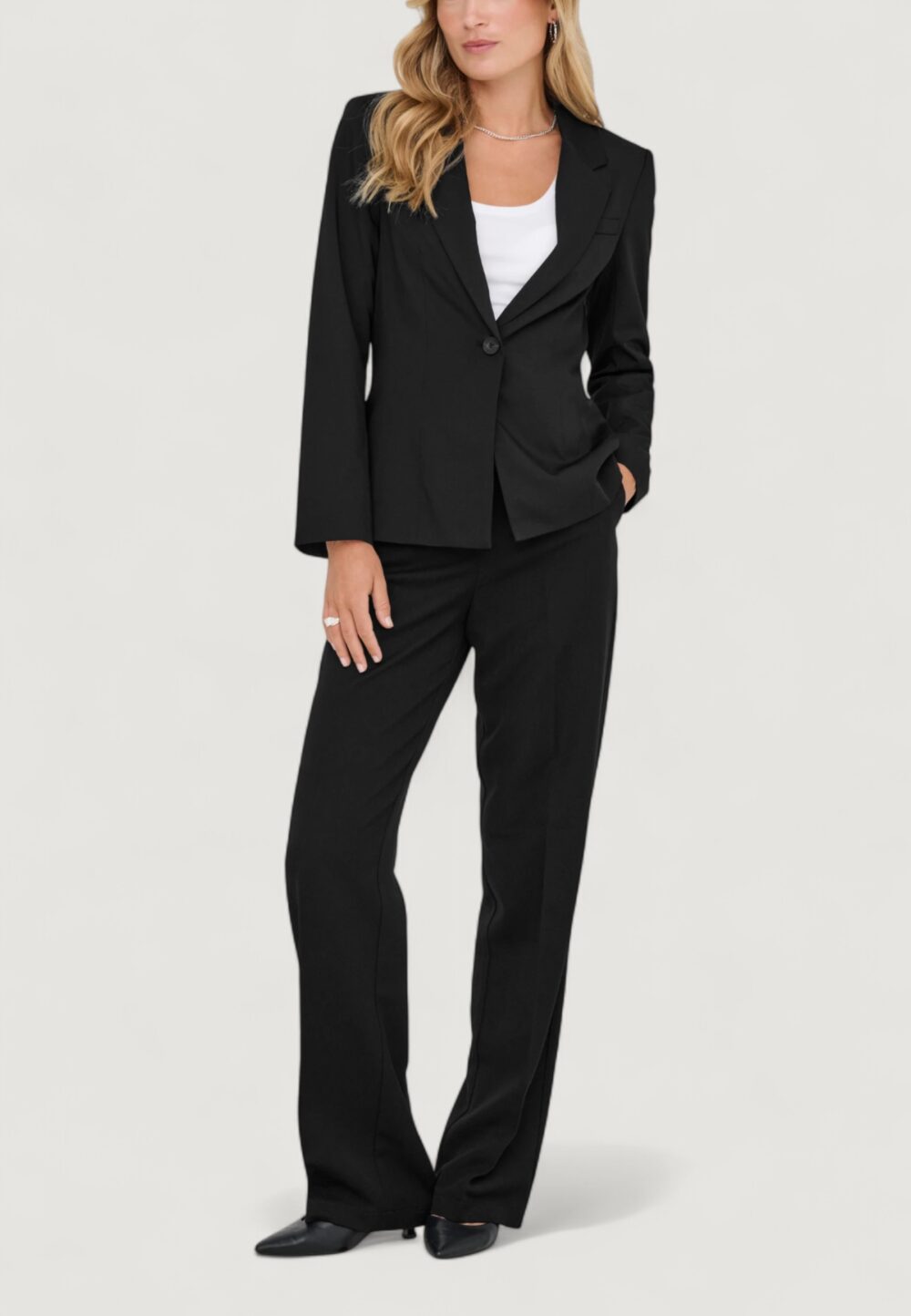 Pantaloni a palazzo Only ONLHATTIE-LANA HW W MEL PANT TLR Nero - Foto 4