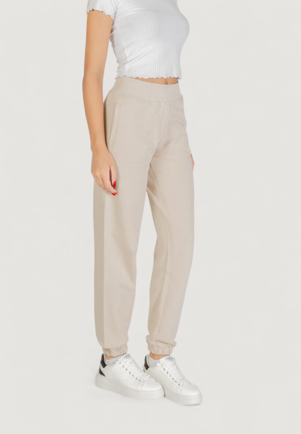 Pantaloni sportivi Guess PRIMULA RHINESTONES JOGGER Beige chiaro - Foto 4