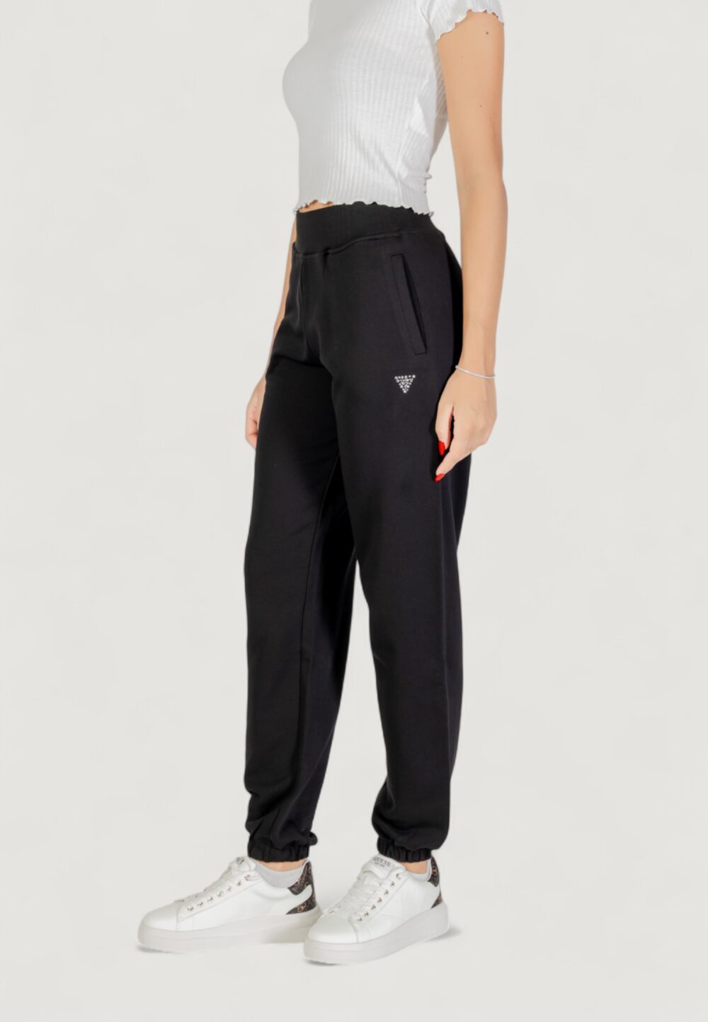 Pantaloni sportivi Guess PRIMULA RHINESTONES JOGGER Nero - Foto 3