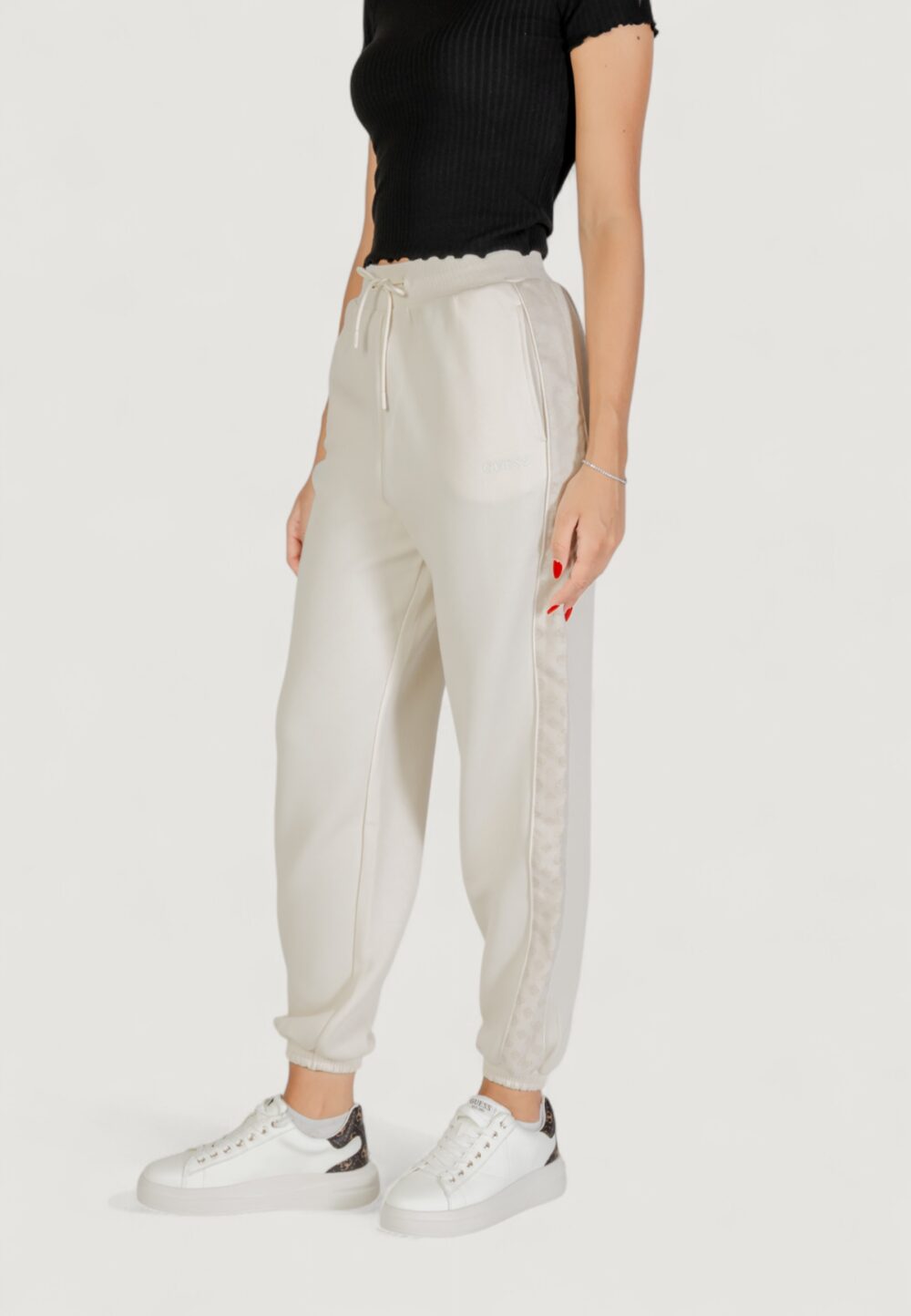 Pantaloni sportivi Guess MARYELLA JOGGER Panna - Foto 3