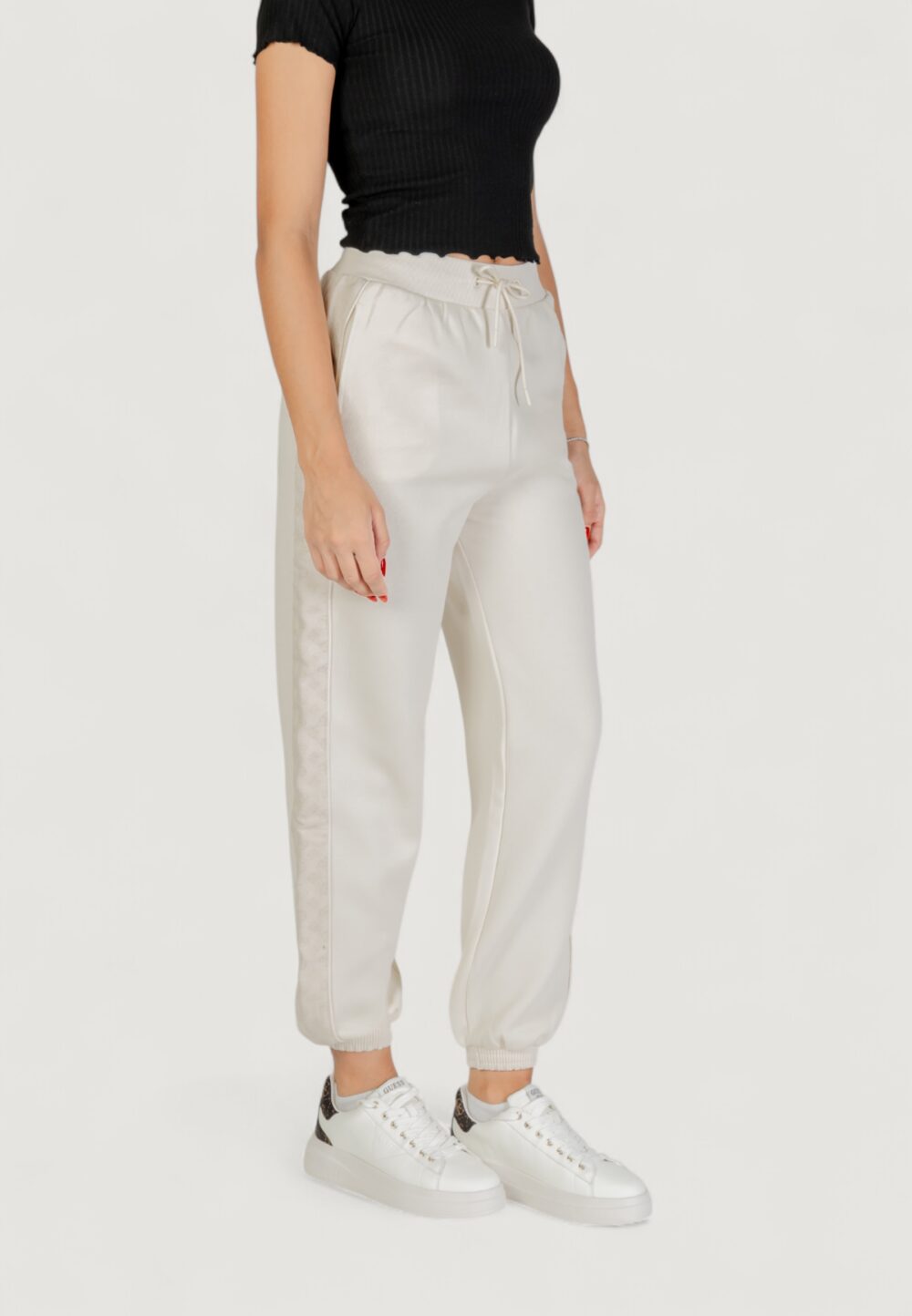 Pantaloni sportivi Guess MARYELLA JOGGER Panna - Foto 4