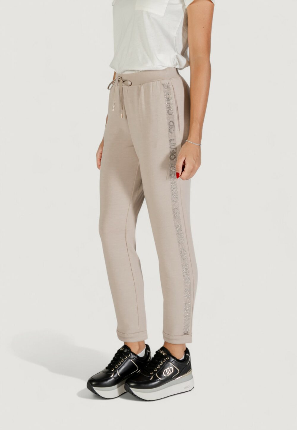Pantaloni sportivi Liu-Jo PANT.JERSEY LUNGO Beige chiaro - Foto 2