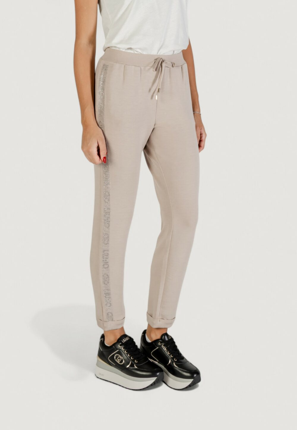 Pantaloni sportivi Liu-Jo PANT.JERSEY LUNGO Beige chiaro - Foto 3