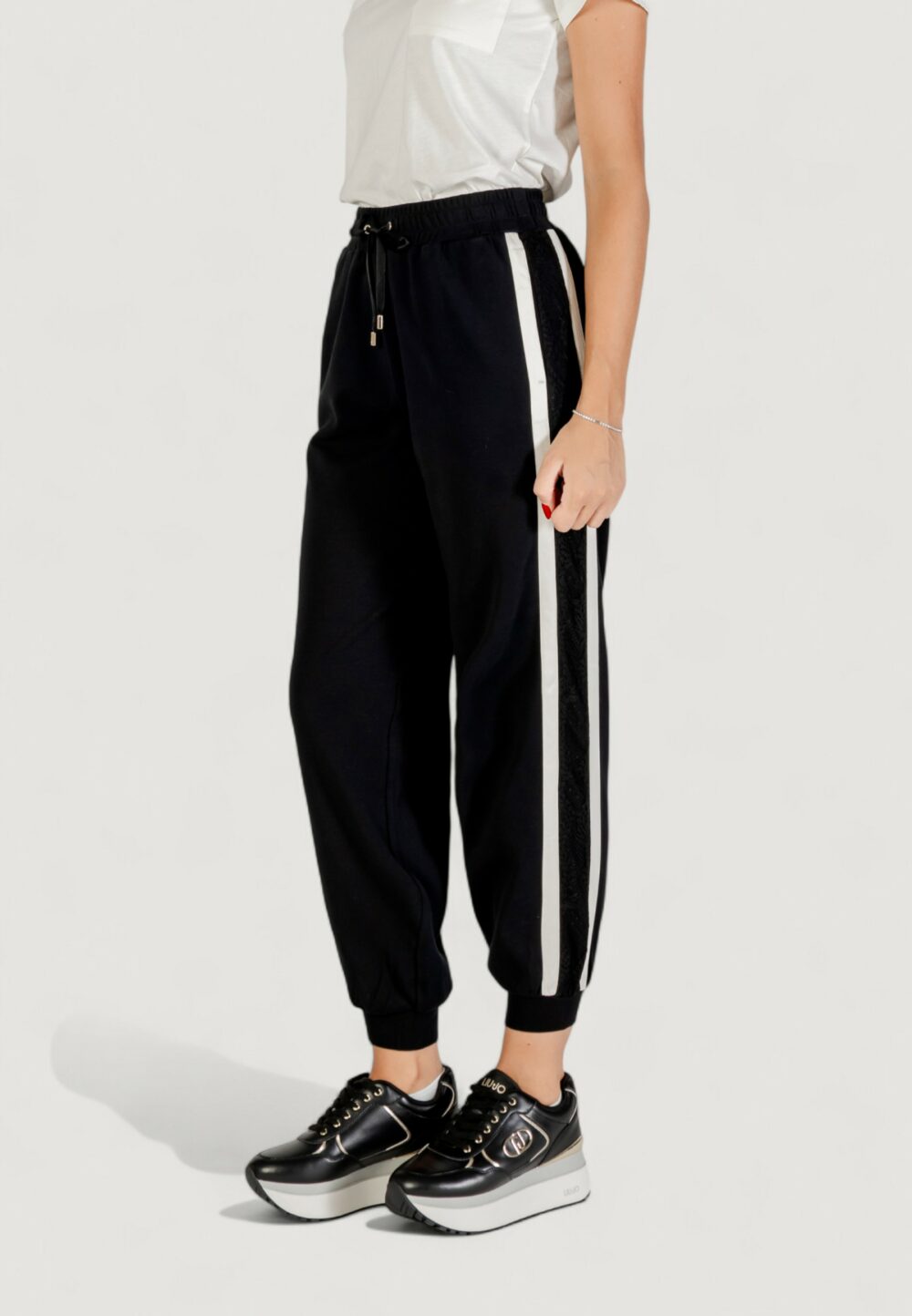 Pantaloni sportivi Liu-Jo PANT.JERSEY LUNGO Nero - Bianco - Foto 2