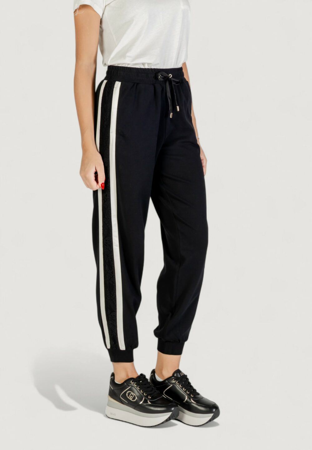 Pantaloni sportivi Liu-Jo PANT.JERSEY LUNGO Nero - Bianco - Foto 3