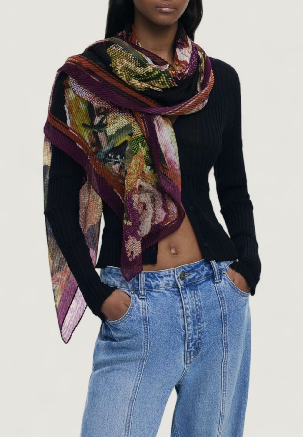 Pashmina Desigual FOU_BIRD_LACROIX Viola - Foto 3