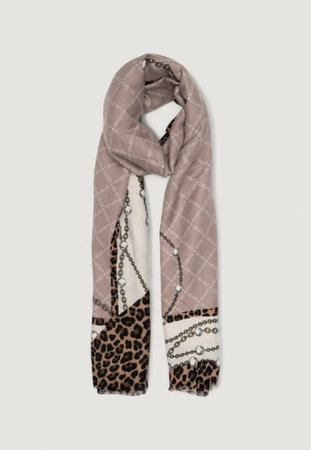 Pashmina Liu-Jo ECS STOLA PEARLS ANIMAL 70X180 Beige chiaro - Foto 1