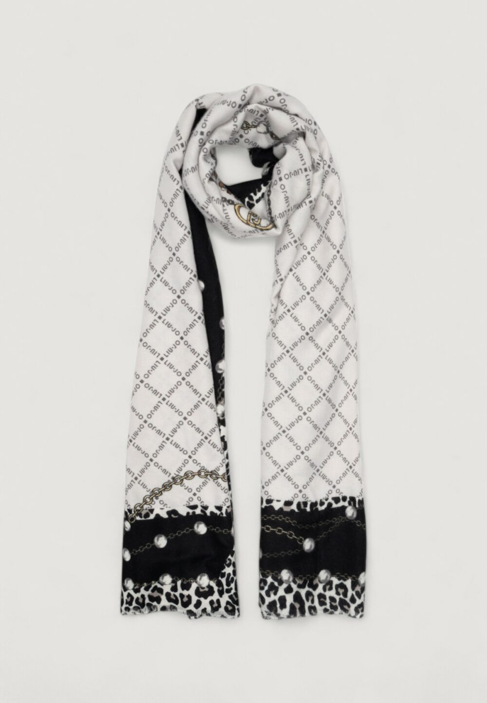 Pashmina Liu-Jo ECS STOLA PEARLS ANIMAL 70X180 Nero - Foto 1