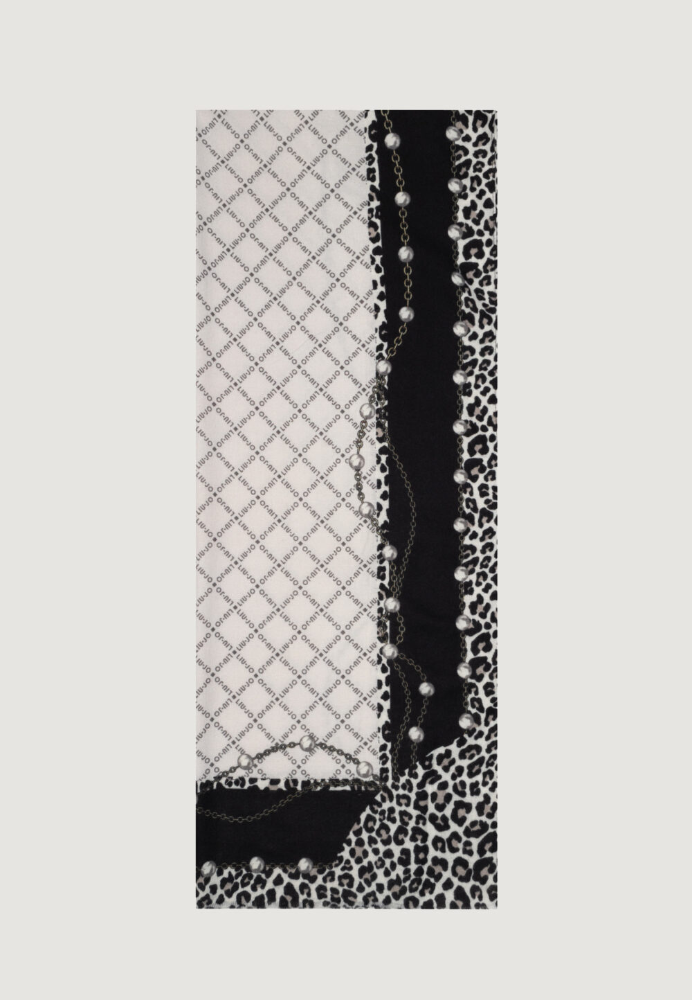 Pashmina Liu-Jo ECS STOLA PEARLS ANIMAL 70X180 Nero - Foto 2