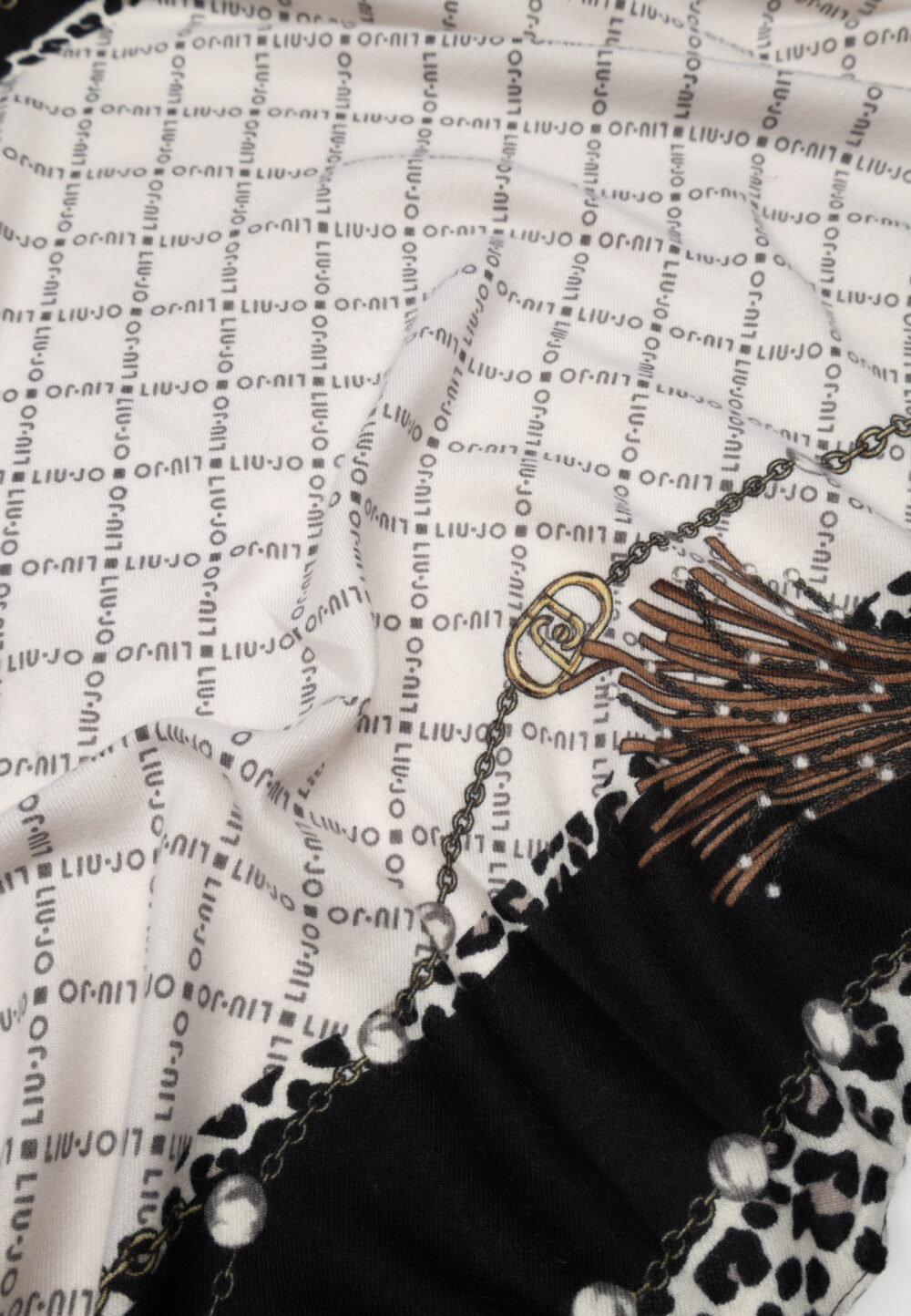 Pashmina Liu-Jo ECS STOLA PEARLS ANIMAL 70X180 Nero - Foto 3