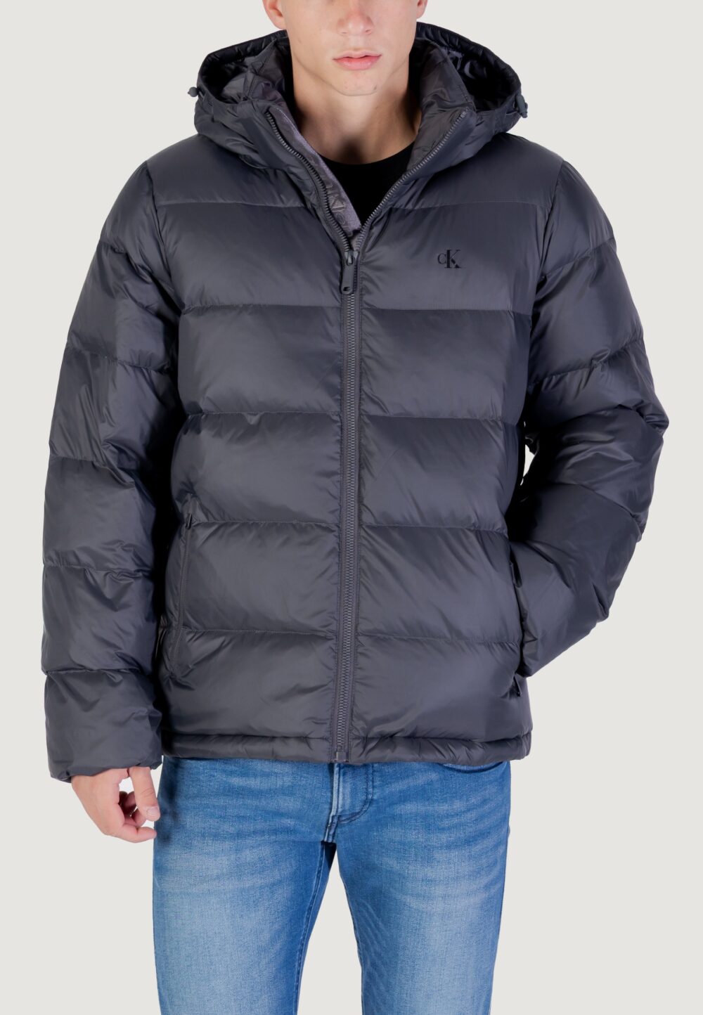 Piumino Calvin Klein Jeans LS NYLON ZIP OFF HOO Antracite - Foto 1