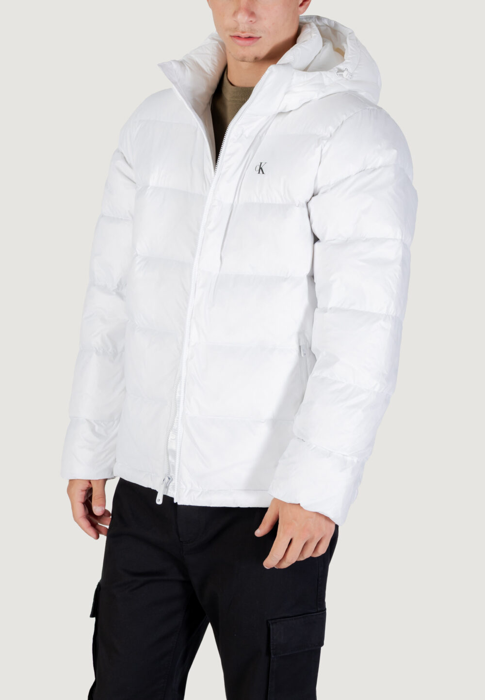 Piumino Calvin Klein Jeans LS NYLON ZIP OFF HOO Bianco - Foto 2