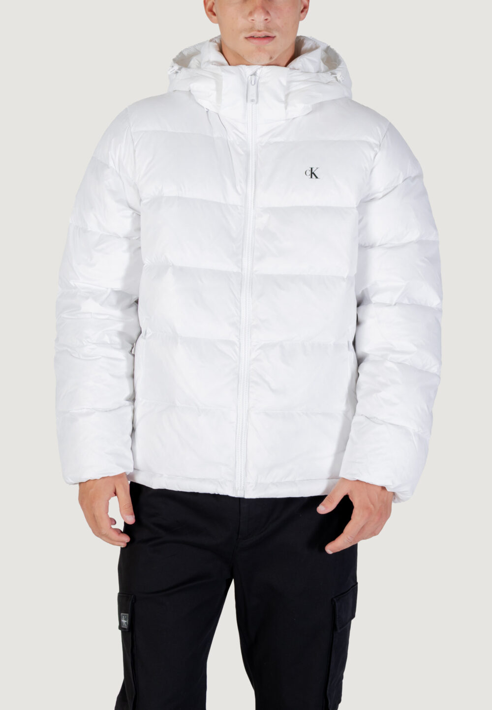 Piumino Calvin Klein Jeans LS NYLON ZIP OFF HOO Bianco - Foto 5