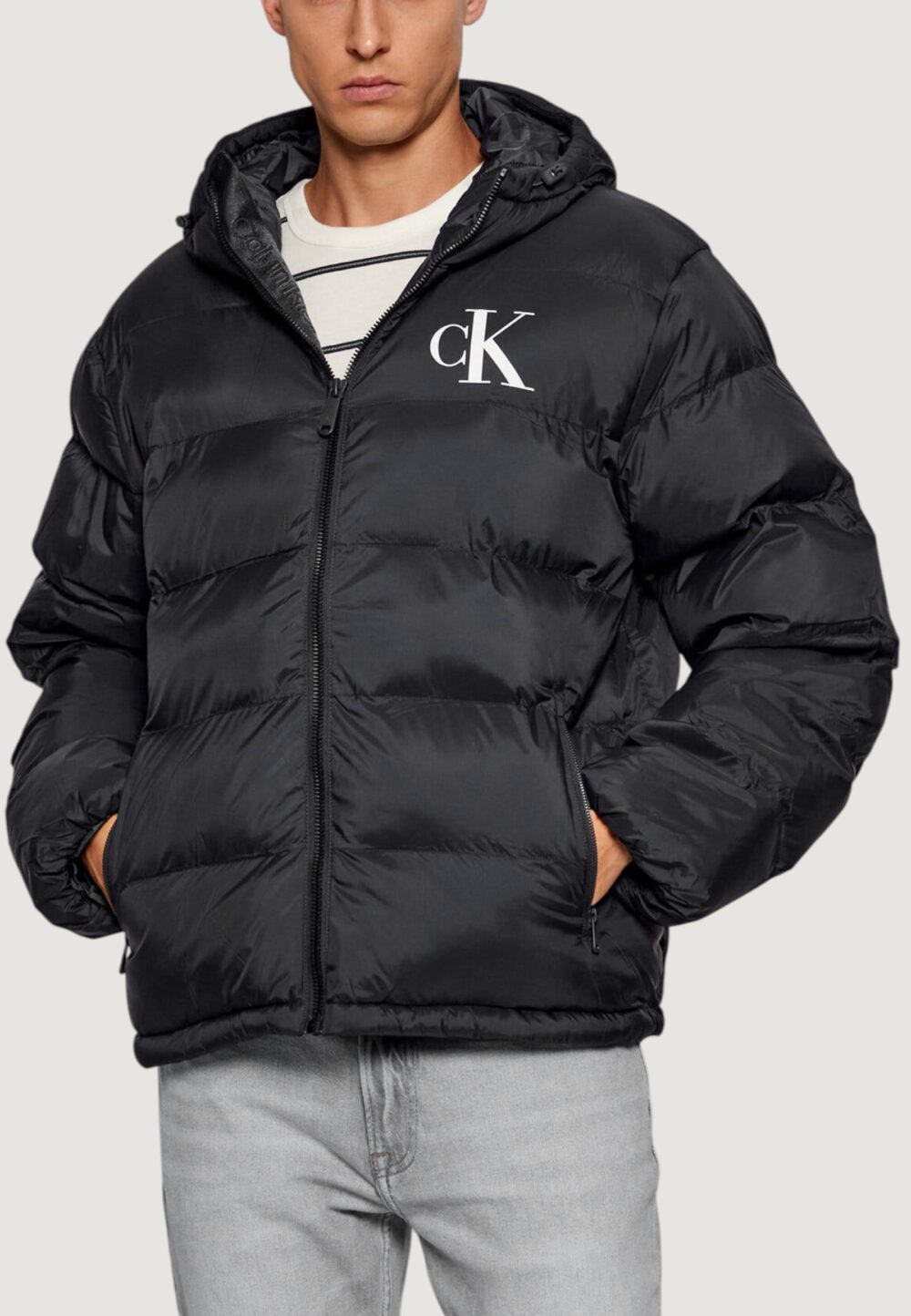 Piumino Calvin Klein Jeans LS NYLON MONOGRAM PU Nero - Foto 1
