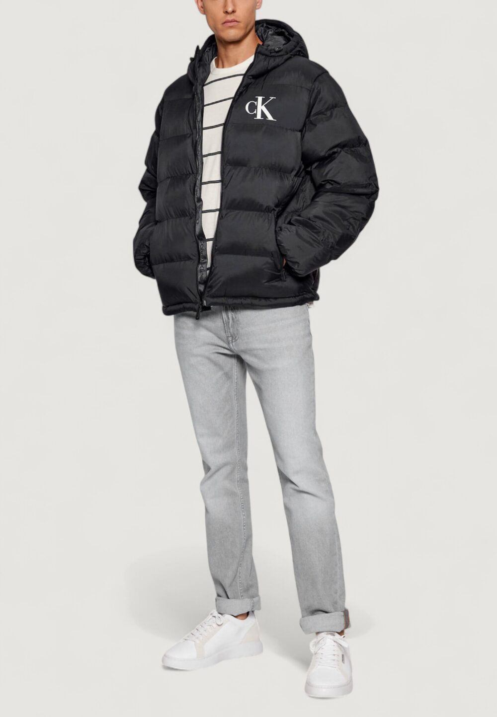 Piumino Calvin Klein Jeans LS NYLON MONOGRAM PU Nero - Foto 4