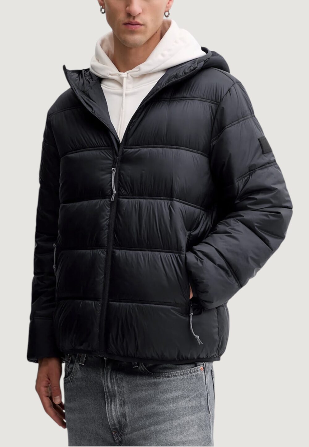 Piumino Tommy Hilfiger Jeans TJM HOODED LOGO PUFF Nero - Foto 1