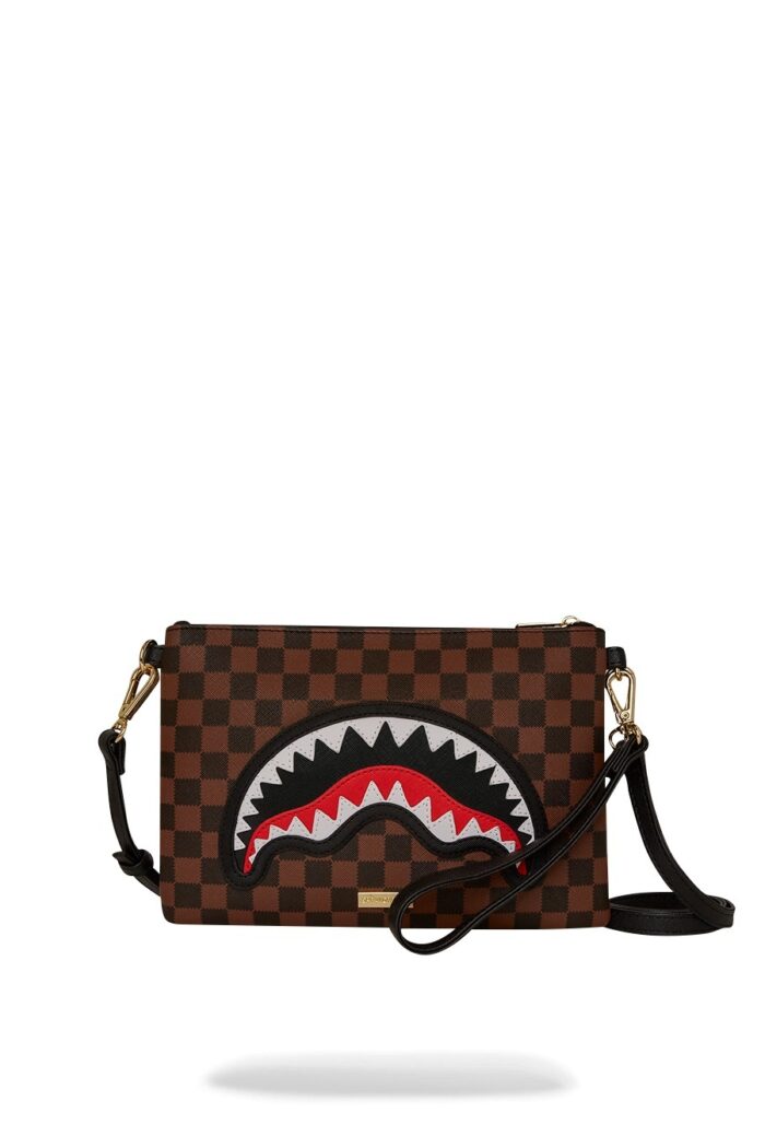 Pochette e beauty Sprayground SAWTOOTH SHARKS IN PARIS CROSSOVER CLUTCH Marrone
