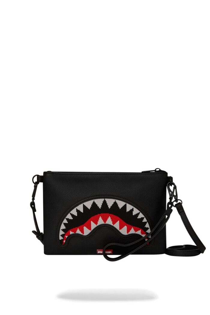Pochette e beauty Sprayground FLY KNIT MOUTH CROSSOVER CLUTCH Nero