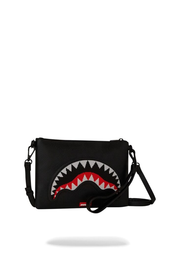 Pochette e beauty Sprayground FLY KNIT MOUTH CROSSOVER CLUTCH Nero