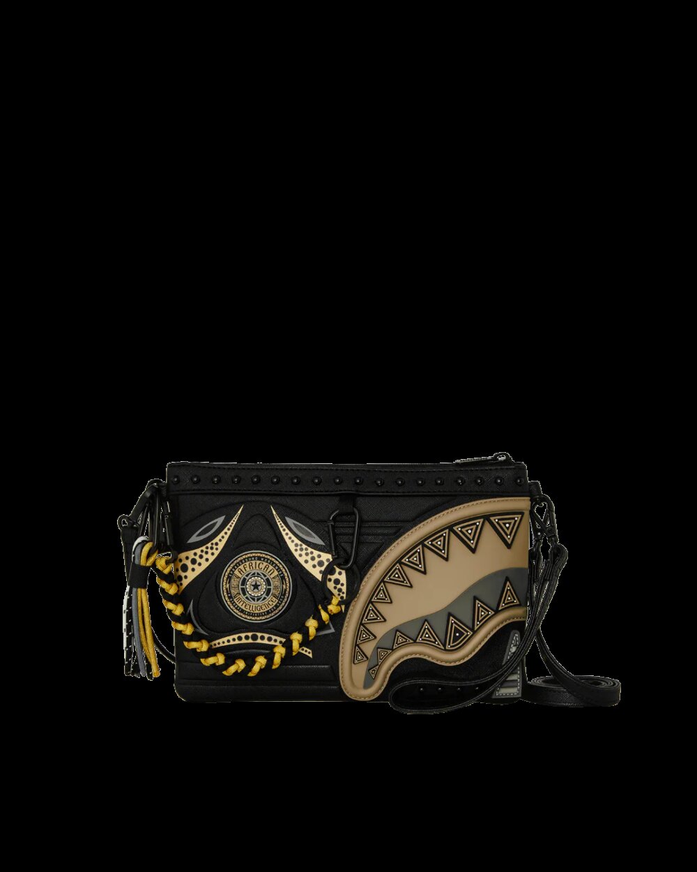 Pochette e beauty Sprayground AI WONDERLAND GOLD AND BLACK CROSSOVER CLUTCH Nero - Oro - Foto 1