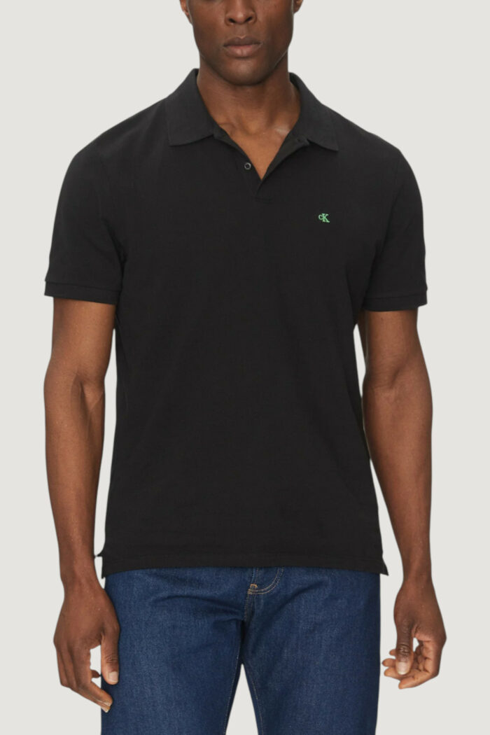 Polo manica corta Calvin Klein SS MONOGRAM PIQUE PO Nero – LV040EM269