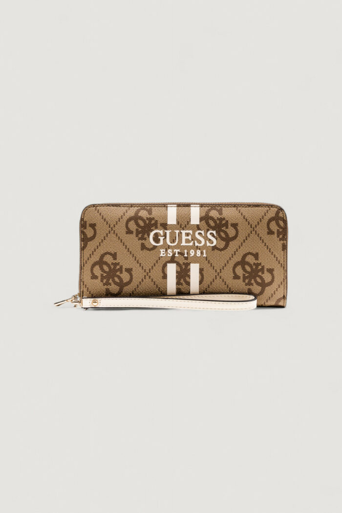 Portafoglio grande Guess LAUREL II SLG LARGE ZIP AROUND Latte – SWOS74 59146