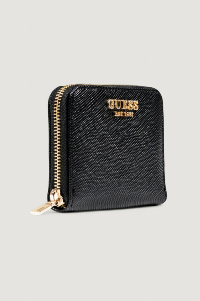 Portafoglio piccolo Guess LAUREL II SLG SMALL ZIP AROUND Nero