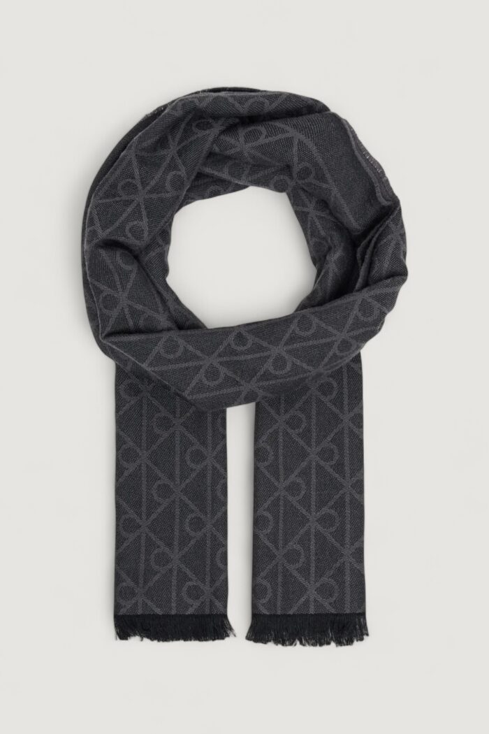 Sciarpa Calvin Klein TONAL AOP WOOL LW SCARF Nero – LV04D8064G