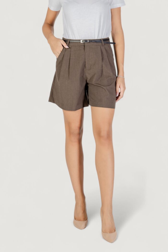 Shorts Only Onlgaria Life Hw Belt Check Shorts Tlr Marrone – 15355278